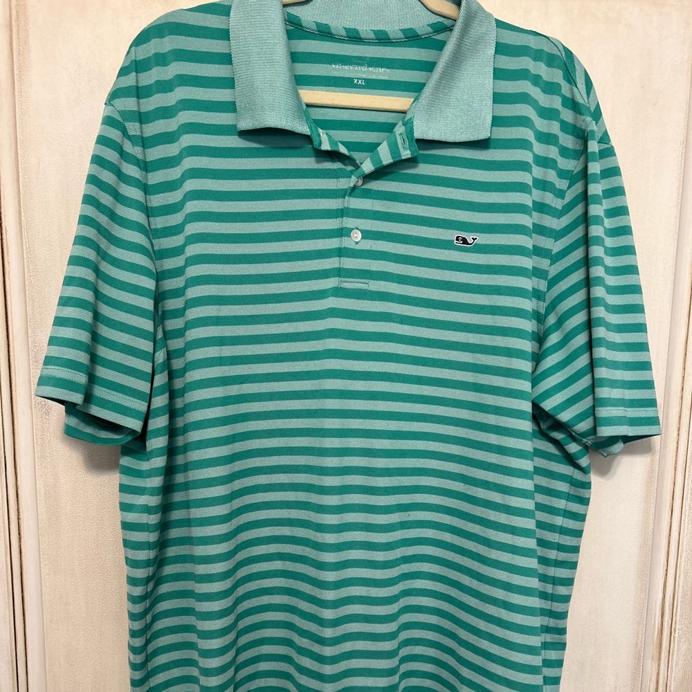 Vineyard Vines Green Striped Polo Shirt